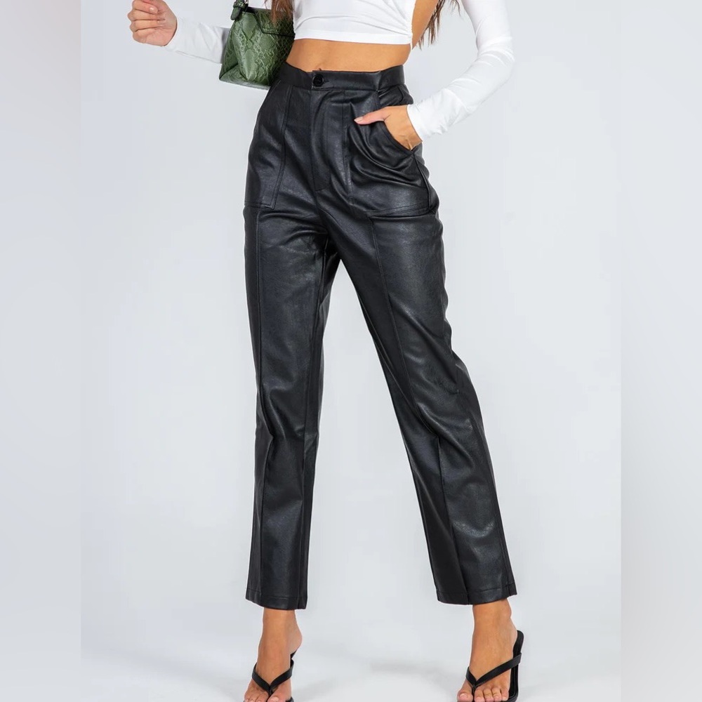Princess Polly Black Leather Pants